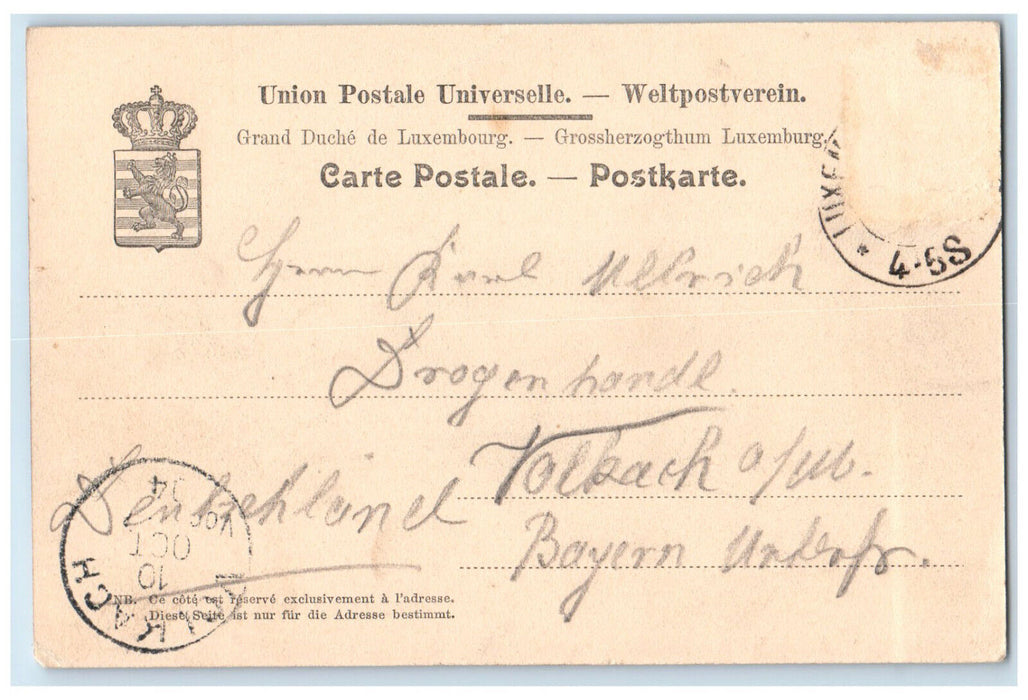 1904 Busy Scene at Le Marche Market Square Luxembourg Antique Posted Postcard