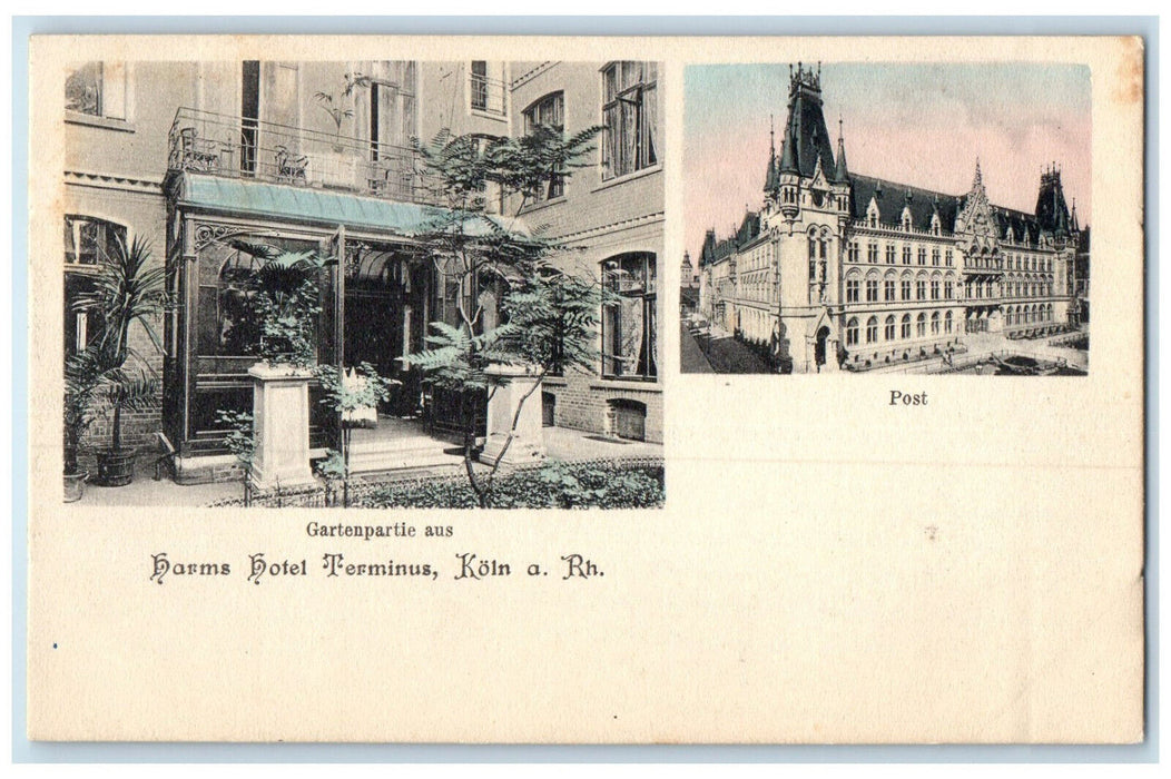 c1905 Post Gartenpartie Aus Harms Hotel Terminus Cologne Germany Postcard