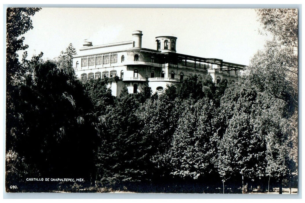 c1910's View Of Castillo De Chapultepec Mexico RPPC Photo Antique Postcard