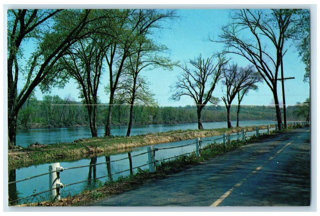 1960 Along Delaware Bucks County Center Bridge Lumberville Pennsylvania Postcard