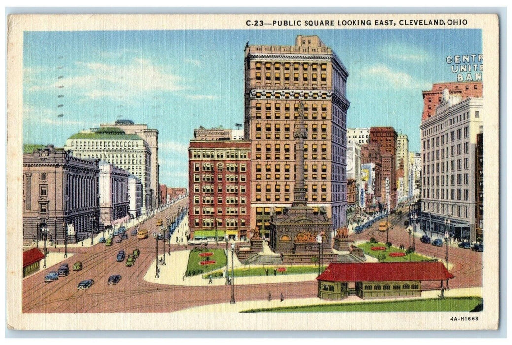 1945 Public Square Looking East Public Square Exterior Cleveland Ohio Postcard