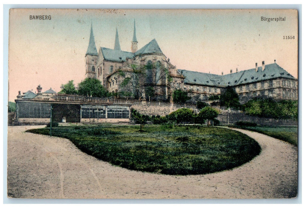 1912 View of Burgerspital Building Bamberg Germany Antique Posted Postcard