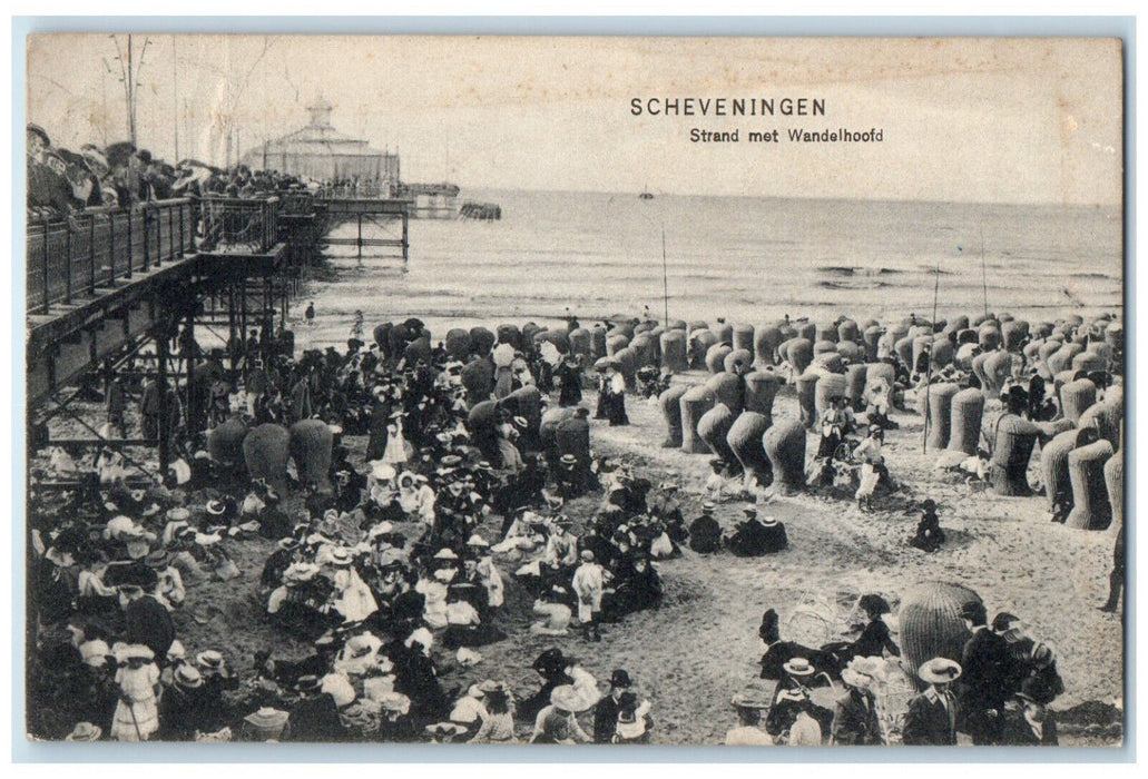 1908 Beach Met Wandelhoofd Scheveningen The Hague Netherlands Posted Postcard