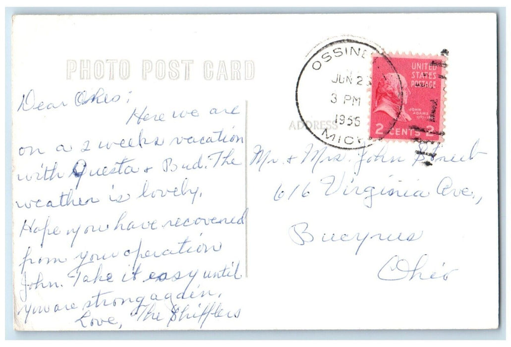 1956 Deer Scene At Hubbard Lake Michigan MI RPPC Photo Posted Vintage Postcard