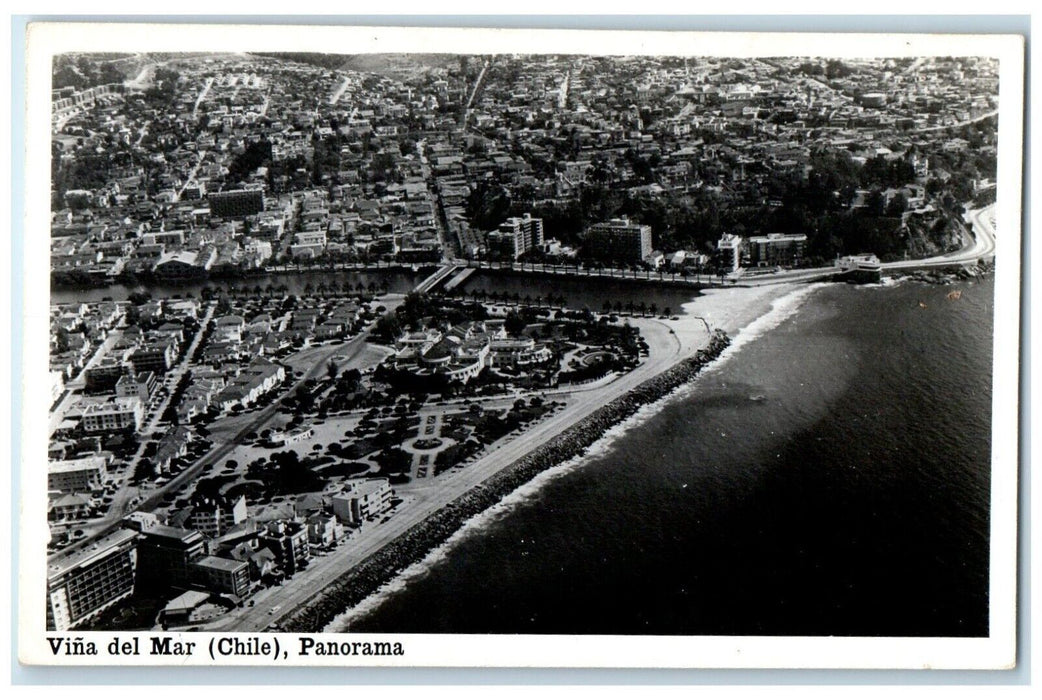 c1940's Panorama Vina Del Mar Chile RPPC Photo Unposted Vintage Postcard