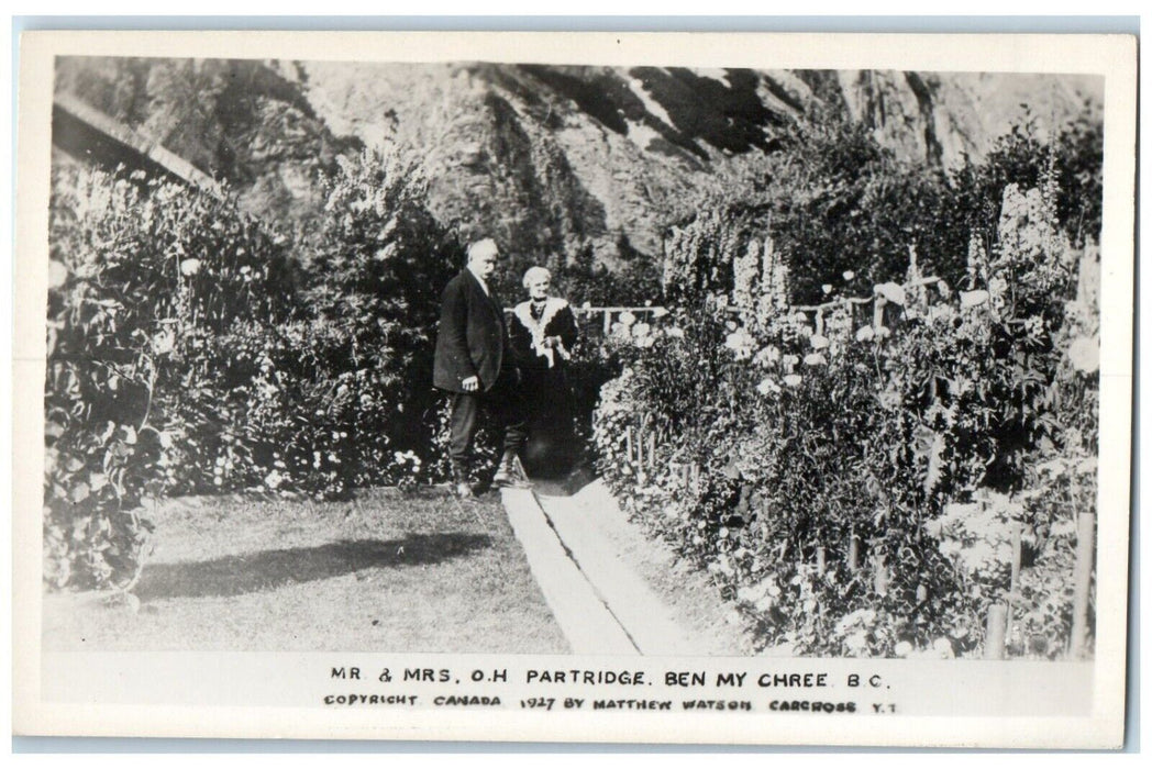c1910's Mr. & Mrs. OH Partridge Ben My Chree BC Canada RPPC Photo Postcard