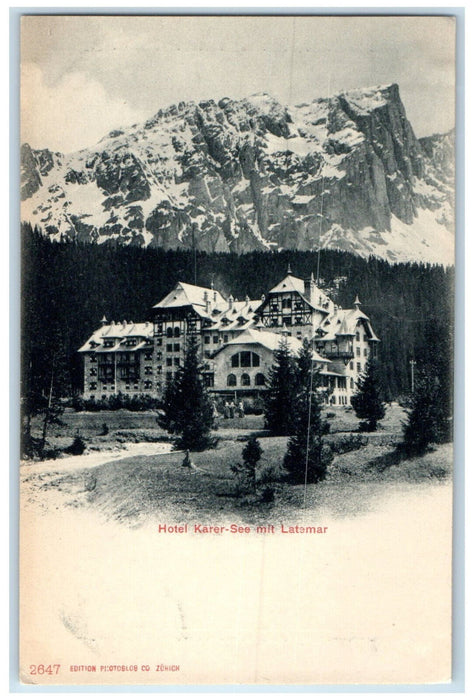 c1905 Hotel Carezza With Latemar Welschnofen Südtirol Italy Postcard