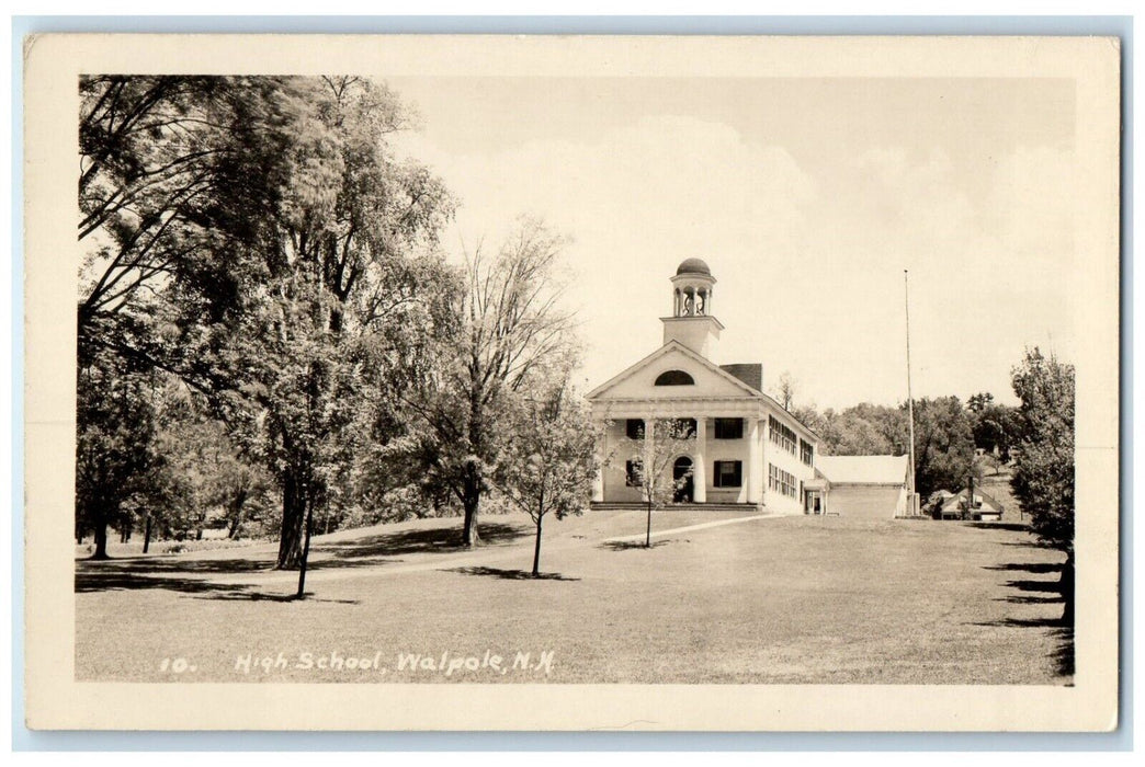 c1940's High School Building Campus Walpole New Hampshire NH RPPC Photo Postcard