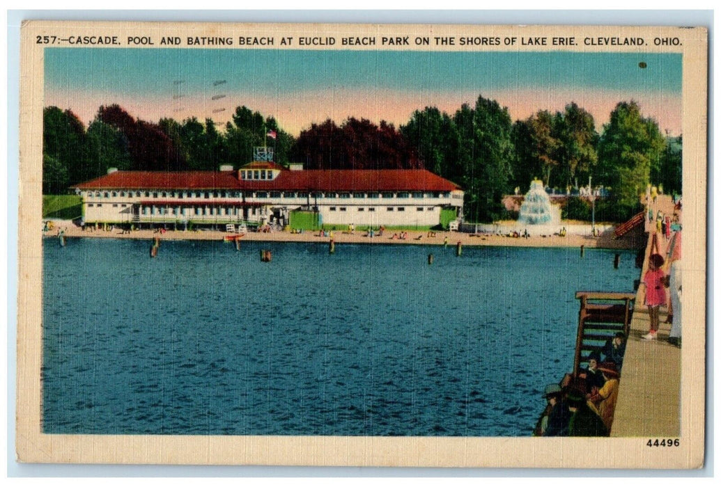 1945 Cascade Pool Bathing Beach Euclid Beach Park Shores Cleveland Ohio Postcard
