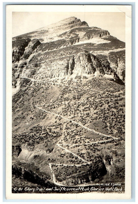 Glory Trail And Swiftcurrent Peak Glacier Nat'l Park MT RPPC Photo Postcard