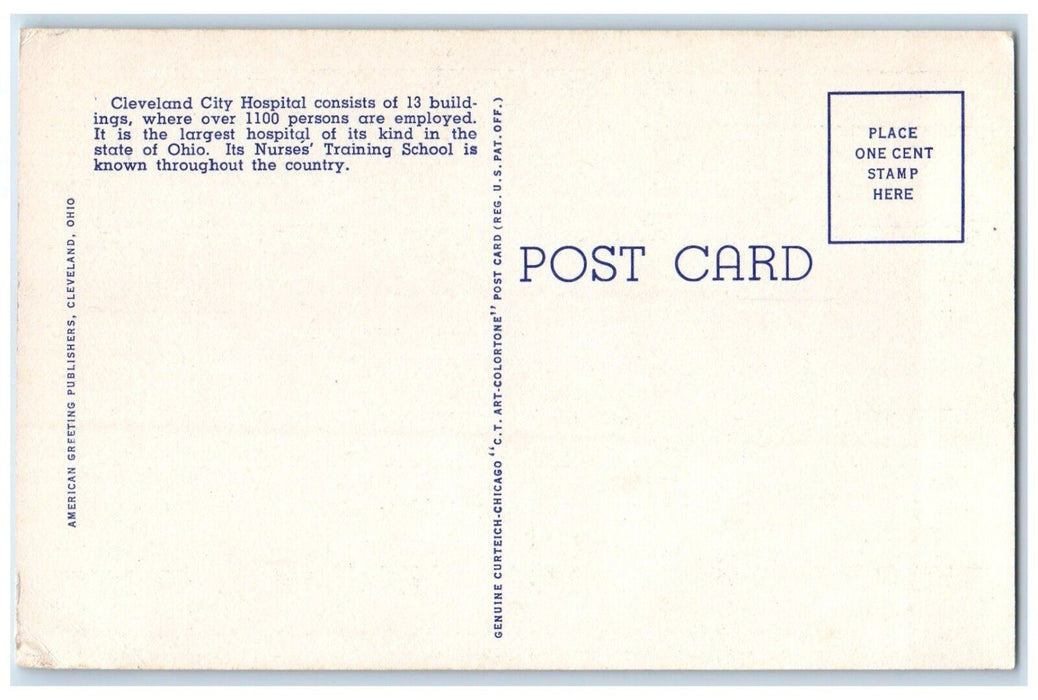 c1940 Bird's Eye View Cleveland City Hospital Exterior Cleveland Ohio Postcard