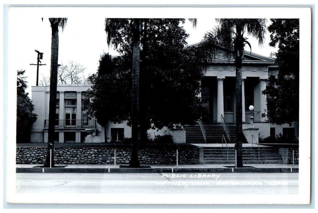 c1940's Public Library Building Whittier California CA RPPC Photo Postcard