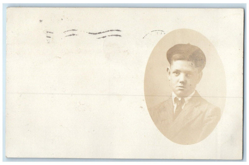 1909 Boy Studio Mitchell South Dakota SD RPPC Photo Posted Antique Postcard