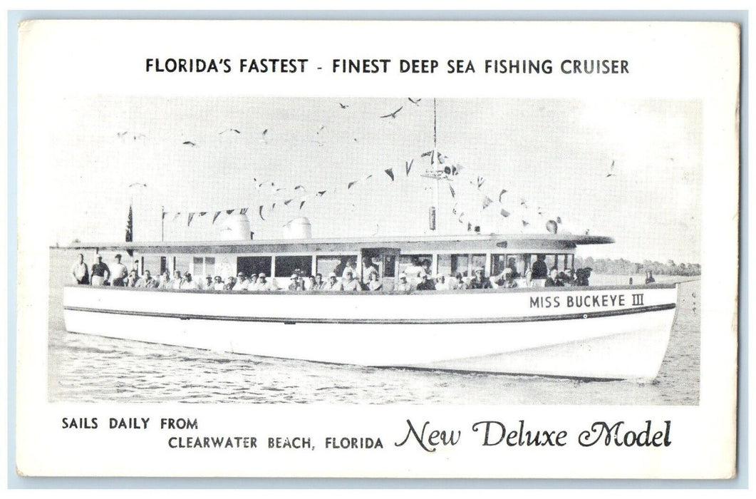 1940 Florida's Fastest Finest Deep Sea Fishing Cruiser Clearwater Beach Postcard