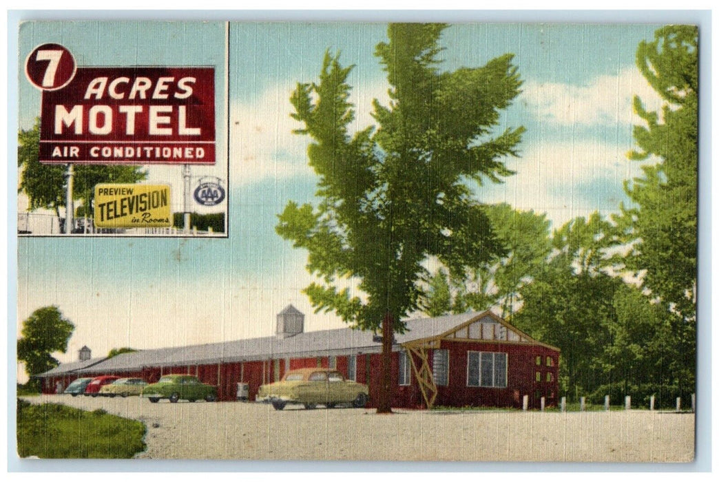 1959 7 Acres Motel Cars Roadside Wentzville Missouri MO Posted Vintage Postcard