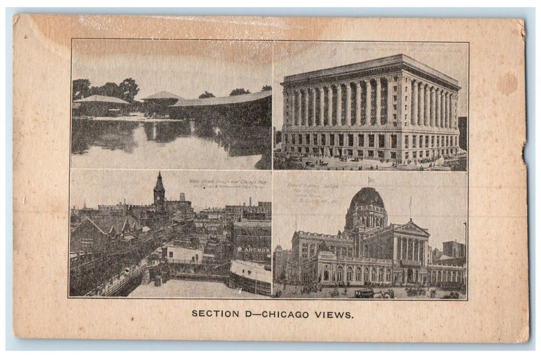c1910 Section D-Chicago Views Exterior Building Illinois IL Multiview Postcard