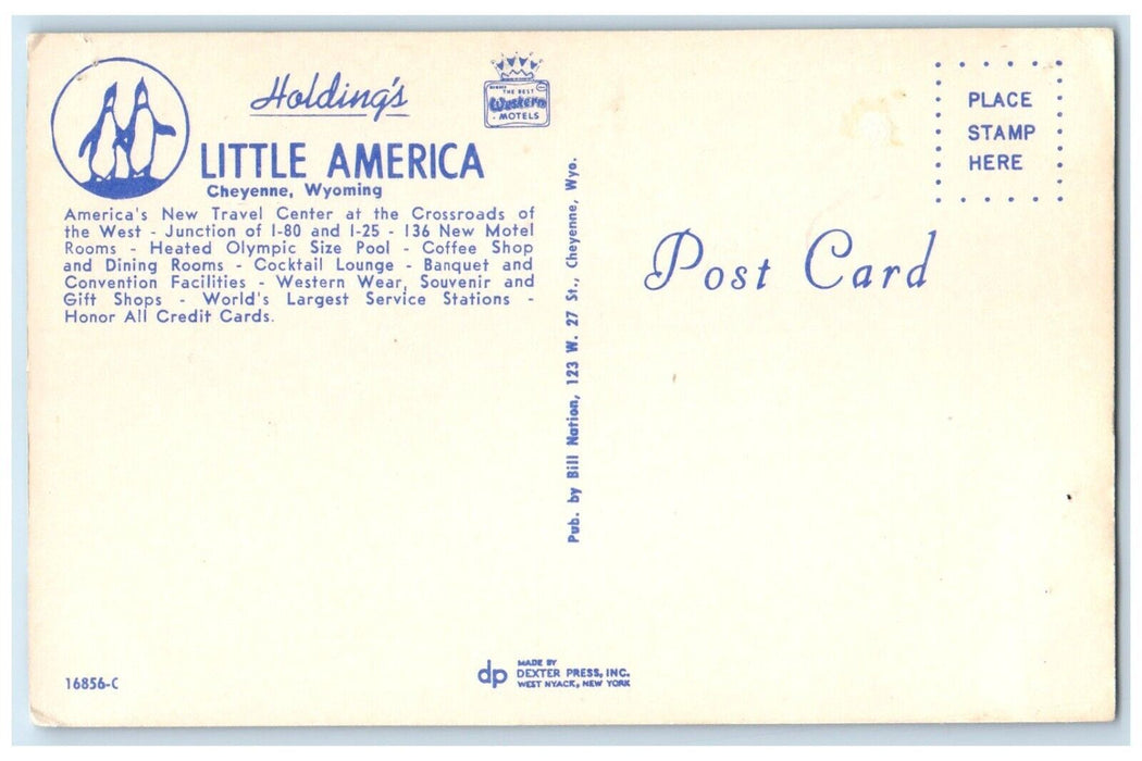 c1950s Holding's Little America Motel Sinclair Cars Cheyenne Wyoming WY Postcard