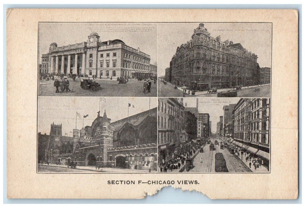 c1910 Section F-Chicago Views Exterior Building Multiview Illinois IL Postcard