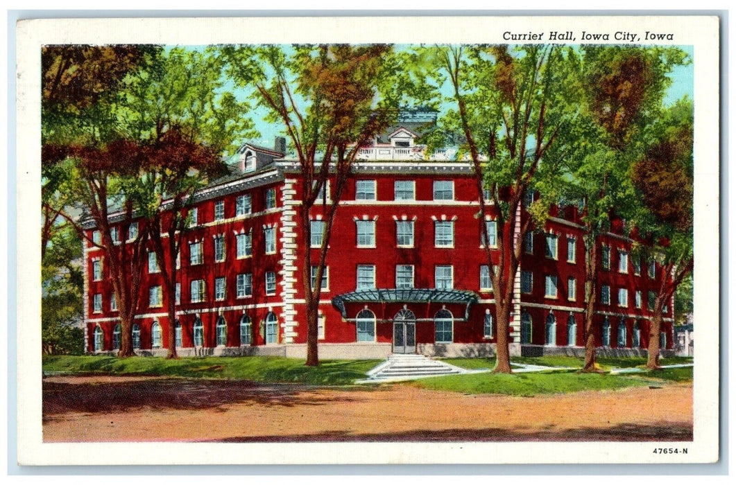 1946 Front View Entrance Currier Hall Building Iowa City Iowa IA Posted Postcard