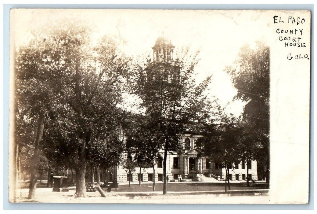 c1920's El Paso County Court House Building View Colorado CO RPPC Photo Postcard
