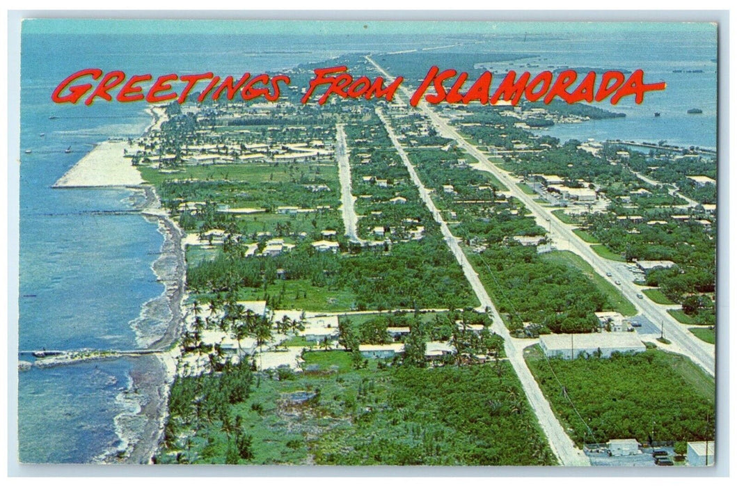 c1960 Aerial View Islamorada Exterior Building Sundrenched Florida Keys Postcard