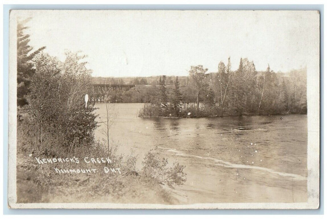 1915 Kendrick's Creek Bridge View Kinmount Ontario Canada RPPC Photo Postcard