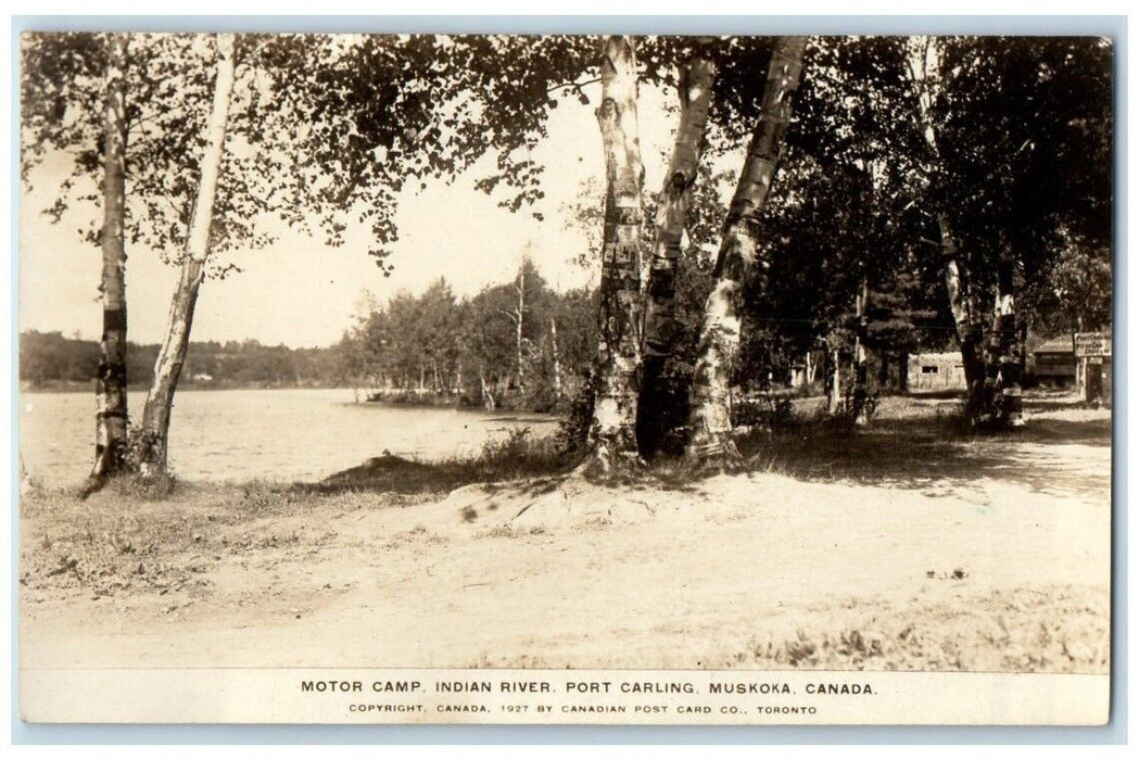 1927 Motor Camp Indiana River Port Carling Muskoka Canada RPPC Photo Postcard
