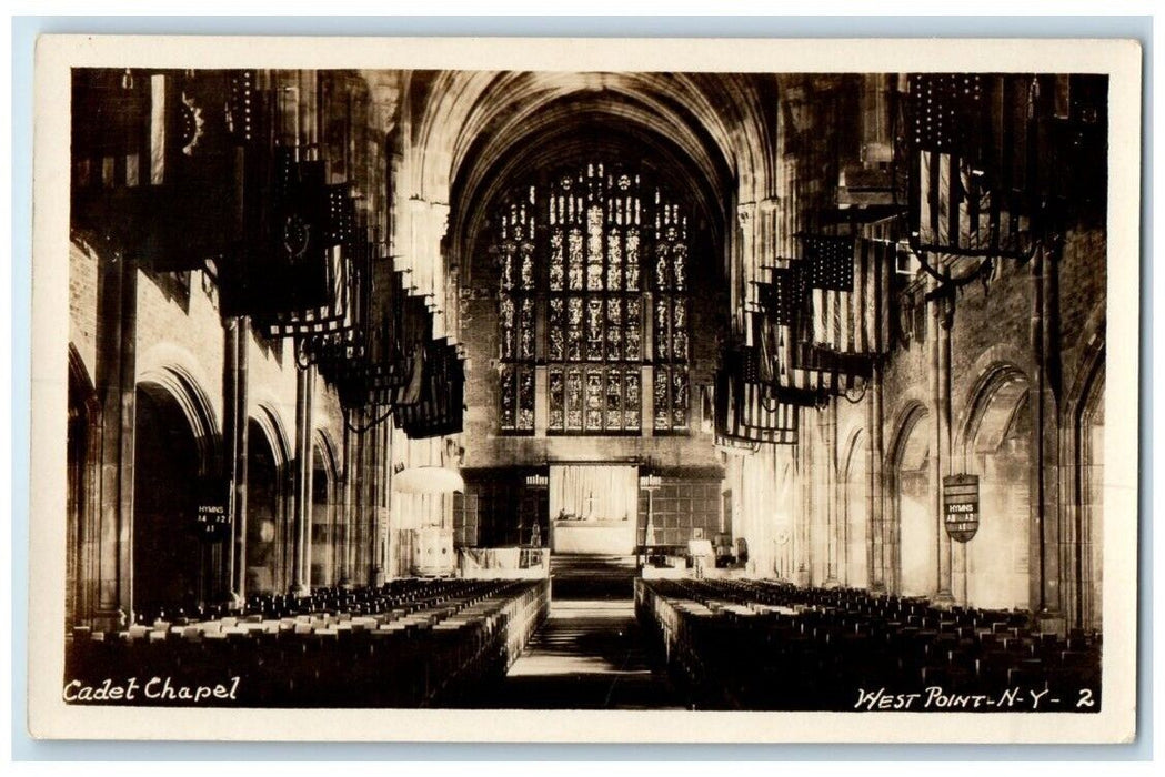 c1940's Cadet Chapel Church Interior View West Point NY RPPC Photo Postcard