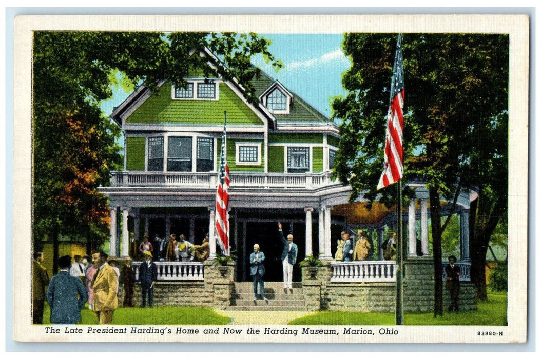 c1940 Late President Harding's Home Now Harding Museum Marion Ohio OH Postcard