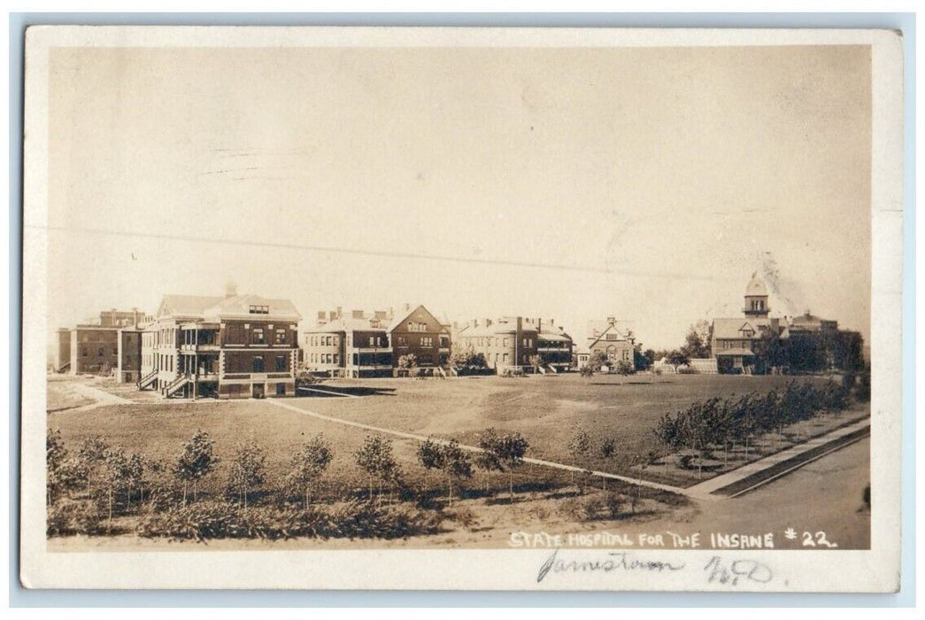 1909 State Hospital For The Insane Jamestown North Dakota ND RPPC Photo Postcard