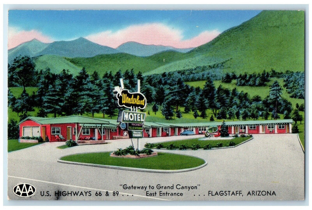 Wonderland Motel Gateway To Grand Canyon Flagstaff Arizona AZ Vintage Postcard