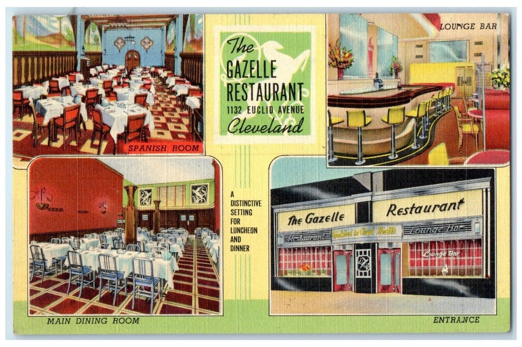 c1950's The Gazelle Restaurant And Lounge Bar Cleveland Ohio OH Vintage Postcard