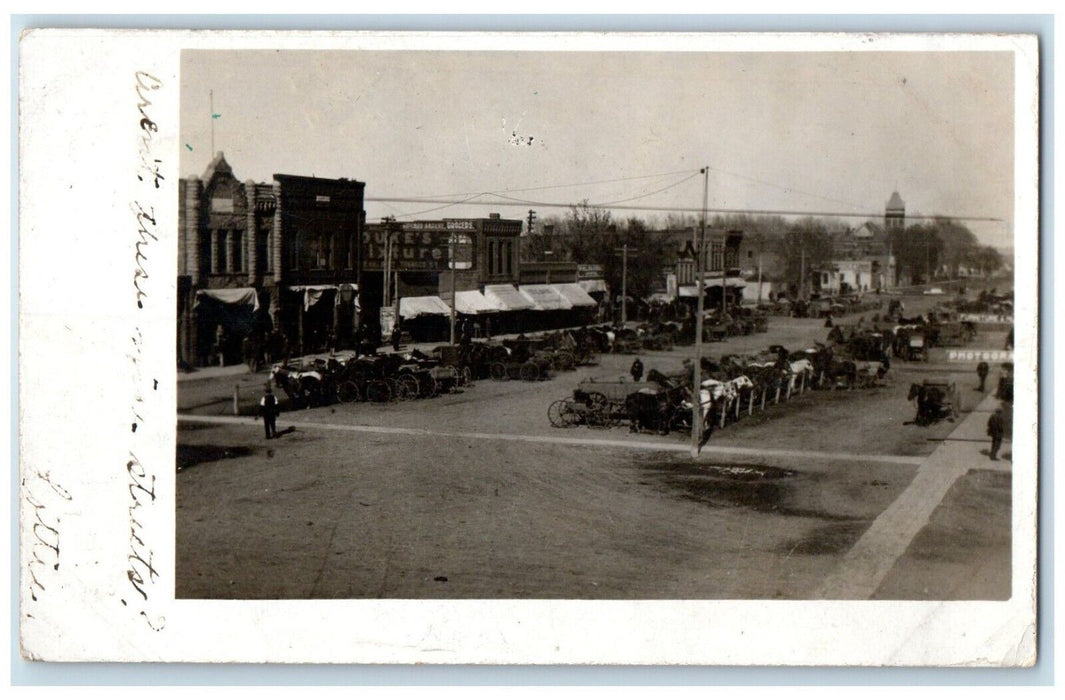 1907 Street View Cars Stores And Buildings Onawa Iowa IA RPPC Photo Postcard
