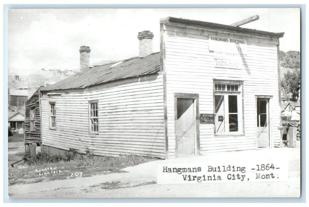 c1950's Hangmans Building Virginia City Montana MT RPPC Photo Vintage Postcard