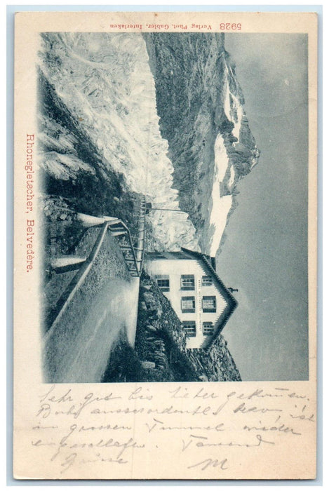 1899 Rhone Glacier Belvedere Obergoms, Switzerland Antique Postcard
