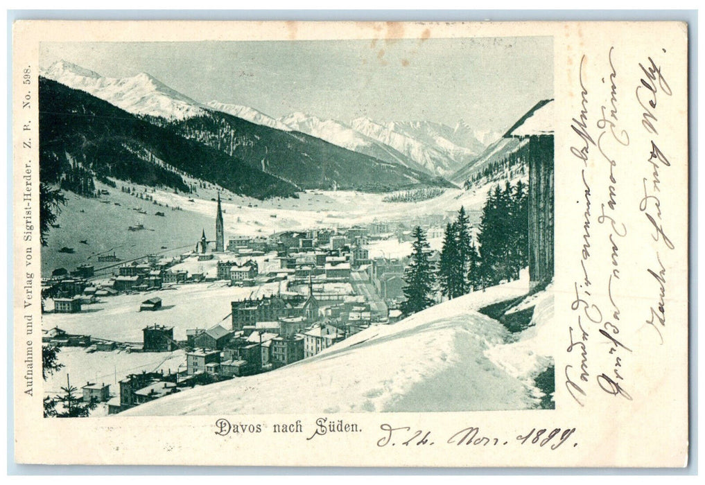 1899 Davos South Swiss Alps Canton of Graubünden Switzerland Postcard