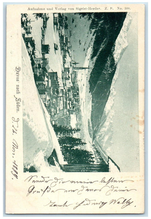 1899 Davos South Swiss Alps Canton of Graubünden Switzerland Postcard