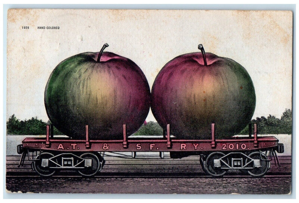 1912 Hand Colored Apple Exaggerated Jeffersonville Ohio Vintage Antique Postcard
