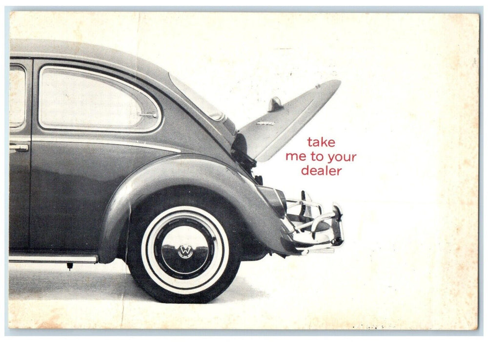 1969 Luft Volkswagen North Pekin Illinois IL, Take Me To Your Dealer Postcard