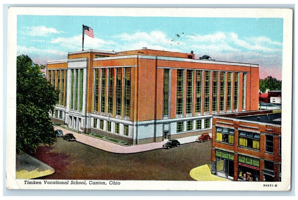 1945 Timken Vocational School Building Canton Ohio OH Posted Vintage Postcard