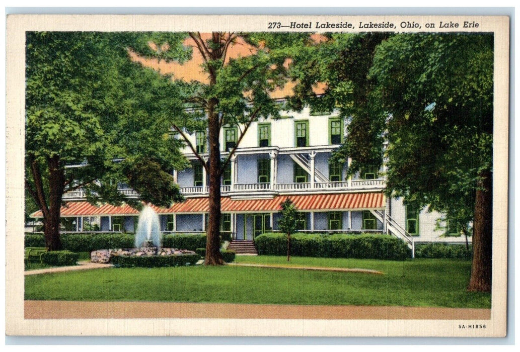 c1930's Hotel Lakeside Lakeside Ohio On Lake Erie, Waterfalls Vintage Postcard