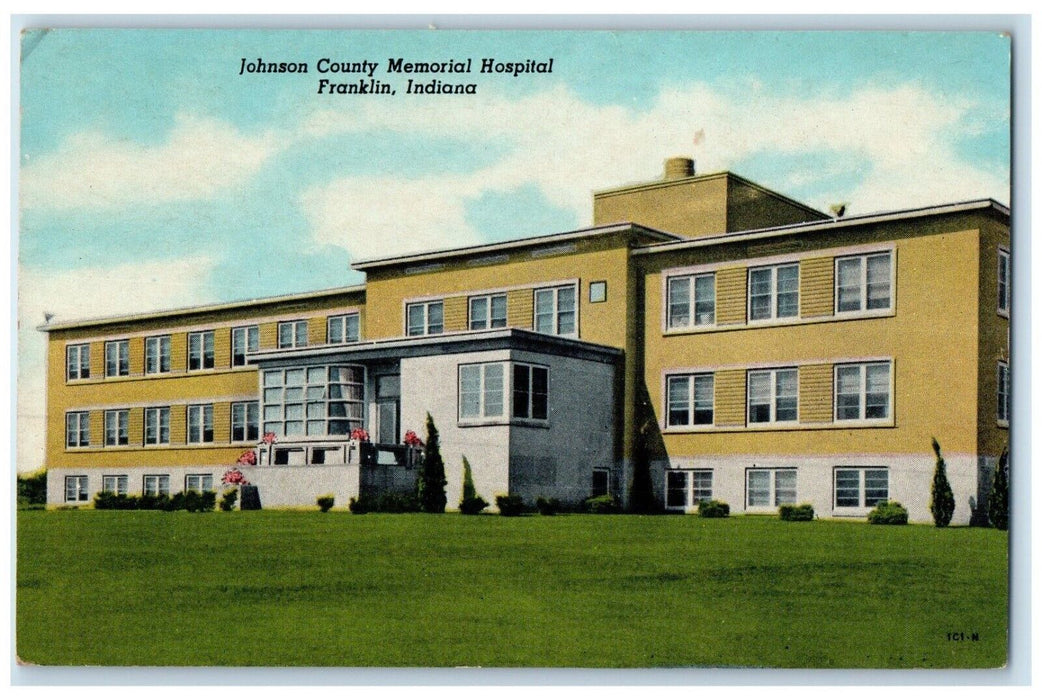 1957 Exterior View Johnson County Memorial Hospital Franklin Indiana IN Postcard