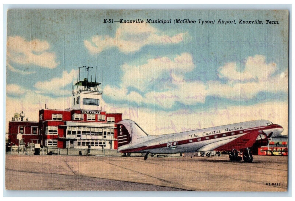 c1940 Knoxville Municipal McGhee Tyson Airport Knoxville Tennessee TN Postcard