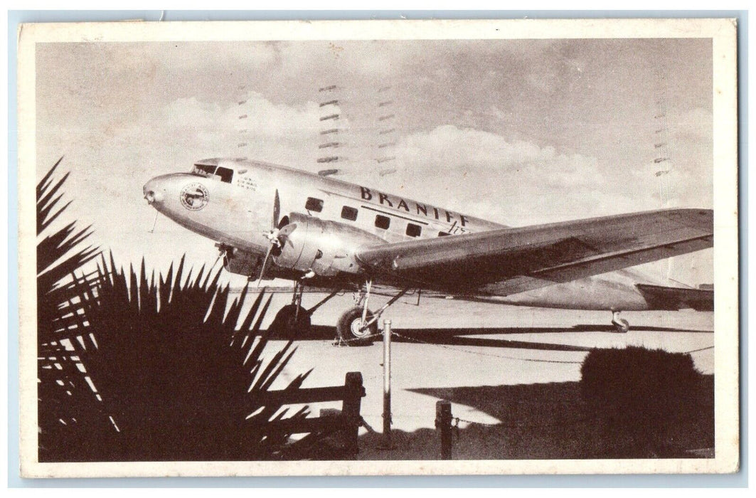 1960 Brainiff Airways Douglas B-Liner Brownsville Texas Antique Vintage Postcard