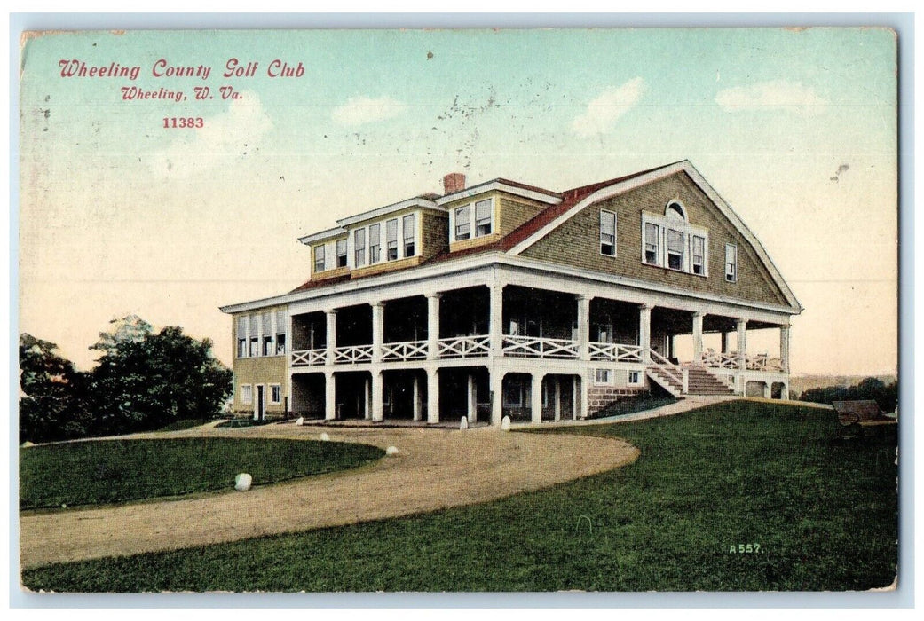 1913 Exterior Wheeling County Golf Club Field Wheeling West Virginia Postcard