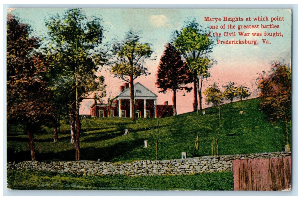 c1910 Scenic View Marye Heights Civil War Fredericksburg Virginia VA Postcard