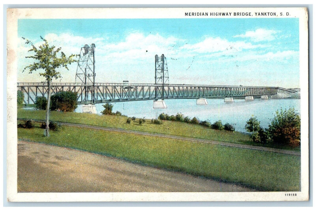 1936 Meridian Highway Bridge Exterior River Lake Yankton South Dakota Postcard