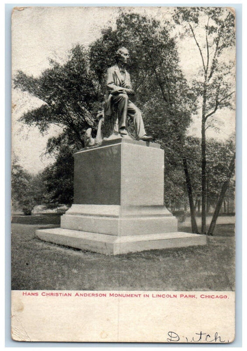 1919 Hans Christian Anderson Monument Lincoln Park Chicago Illinois IL Postcard