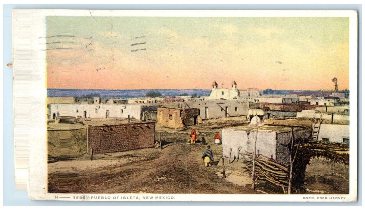 1912 Pueblo Rio Grande West Bank Isleta New Mexico NM Vintage Phostint Postcard