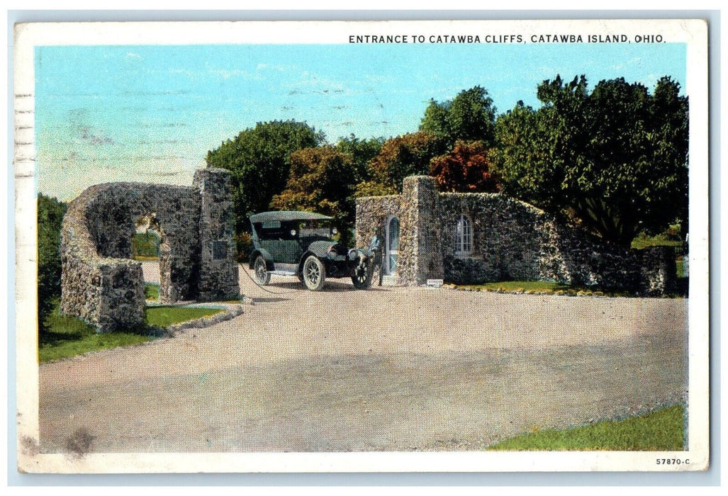 1928 Entrance Catawba Cliffs Classic Car Catawba Island Ohio OH Vintage Postcard